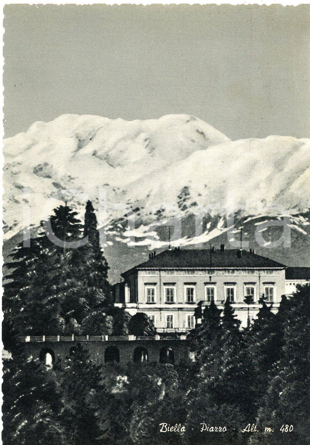 Cartolina originale da collezione 1959 BIELLA  PIAZZO Pensionato Mariuccia Poma  Cartolina FG VG 1