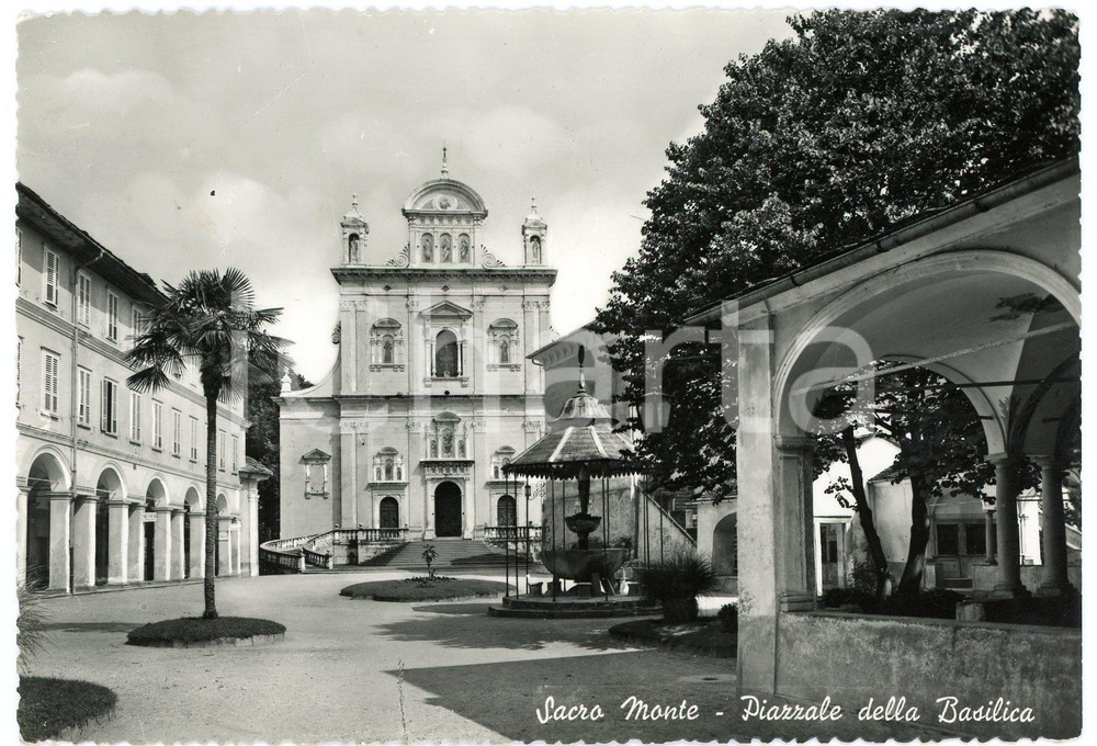 Cartolina originale da collezione 1955 VARALLO SESIA Piazzale e Facciata della Basilica del SACRO MONTE Cartolina 1