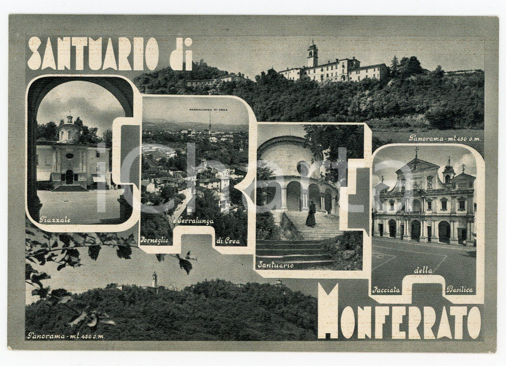 Cartolina originale da collezione 1950 ca SERRALUNGA DI CREA AL Panorama Sacro Monte di Crea  Cartolina FG NV 1
