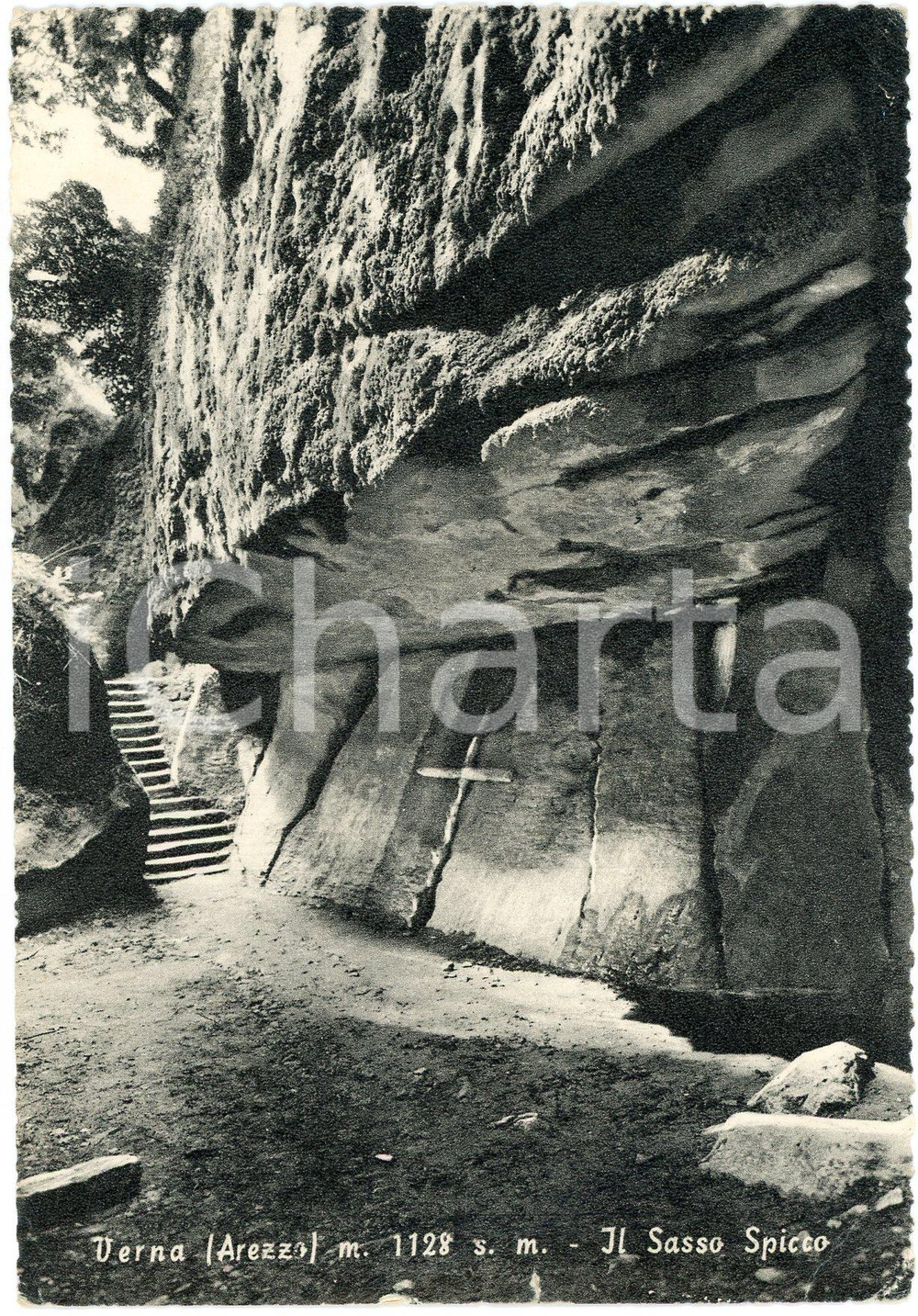 Cartolina originale da collezione 1955 CHIUSI DELLA VERNA Sasso Spicco al Santuario della Verna  Cartolina FG VG 1