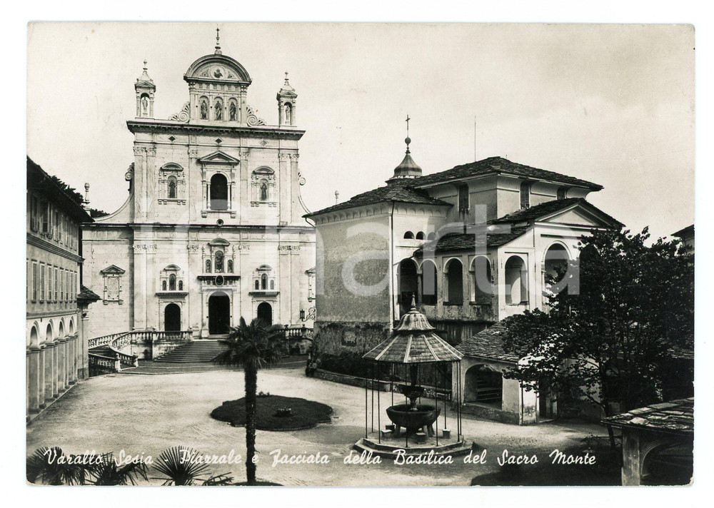 Cartolina originale da collezione 1950 ca VARALLO SESIA VC Piazzale della  Basilica del Sacro Monte Cartolina 1
