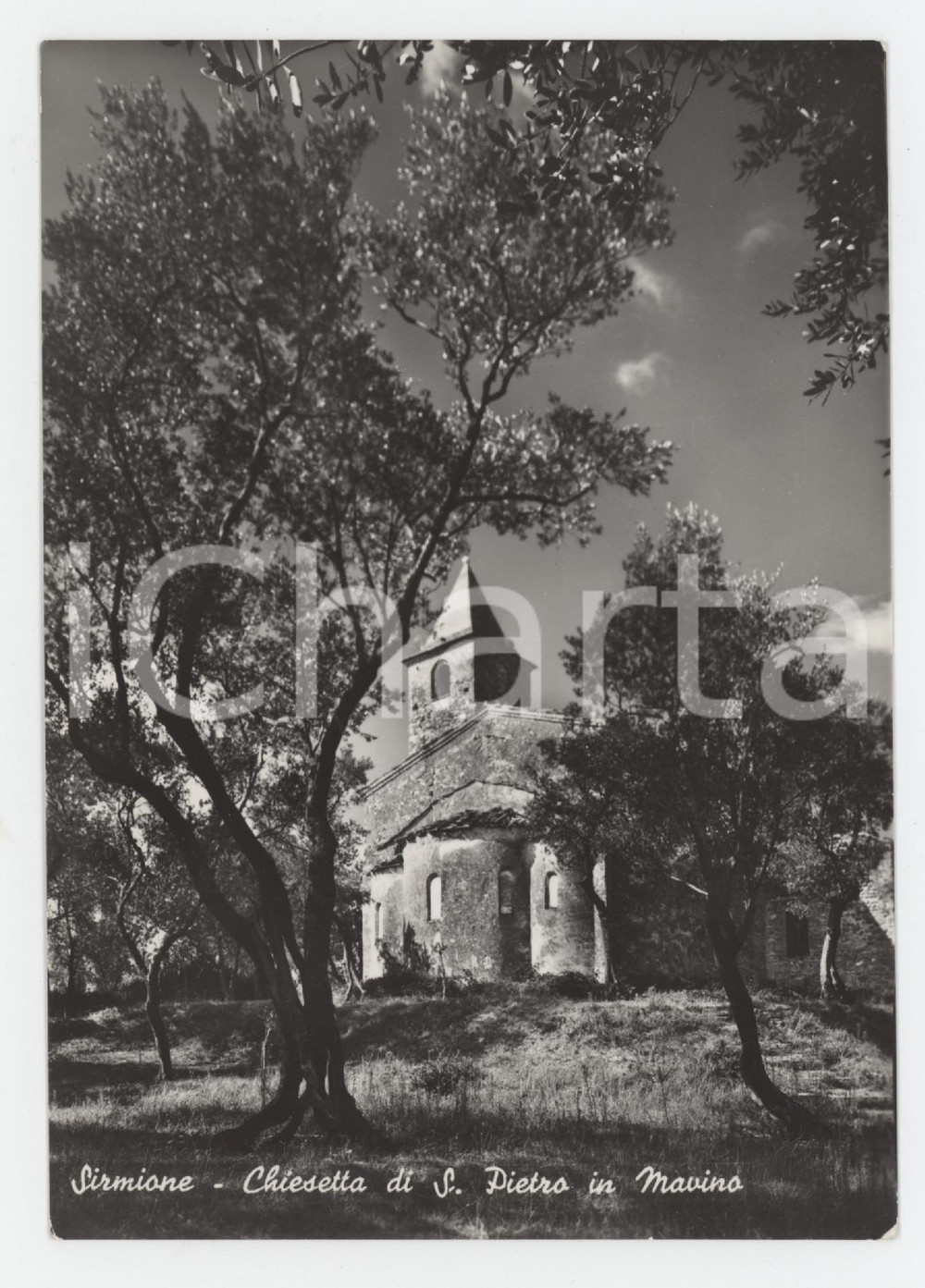 Cartolina originale da collezione 1950 ca SIRMIONE BS Chiesetta di San Pietro in Mavino  Cartolina FG VG 1