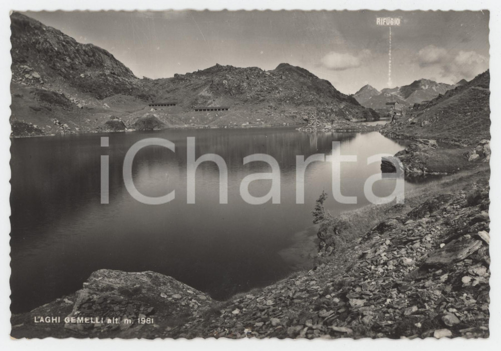 1955 CARONA (BG) Panorama dei Laghi Gemelli e Rifugio - Cartolina FG VG
