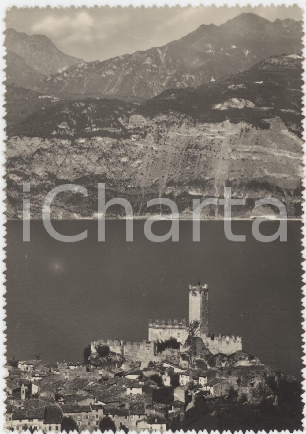 Cartolina originale da collezione 1950 ca MALCESINE VR Lago di Garda e Castello Scaligero  Cartolina 1