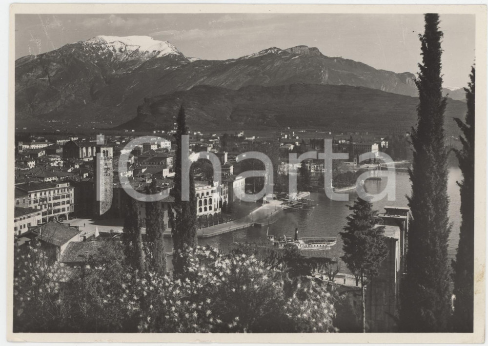 Cartolina originale da collezione 1949 RIVA DEL GARDA TN Panorama con battello  Cartolina FG VG 1