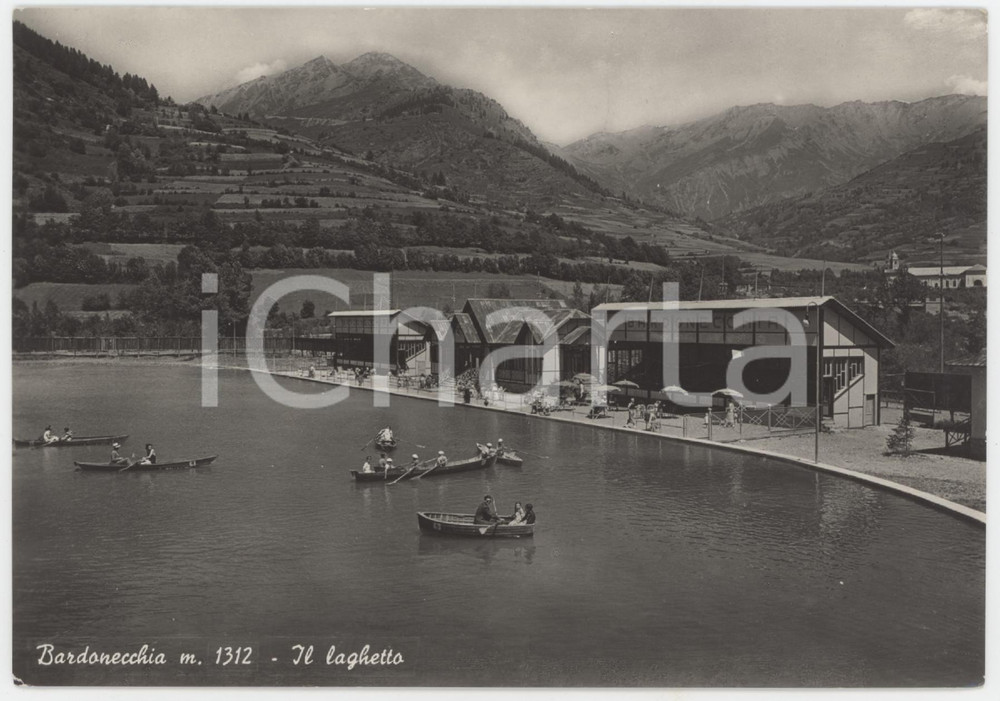 Cartolina originale da collezione 1953 BARDONECCHIA TO Canottieri nel laghetto comunale  Cartolina FG VG 1