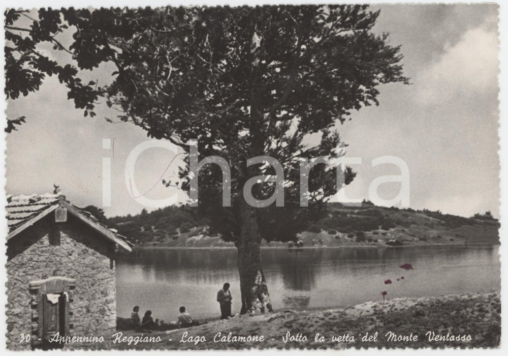 Cartolina originale da collezione 1951 VENTASSO Picnic al Lago Calamone sotto il Monte Ventasso Cartolina ANIMATA 1