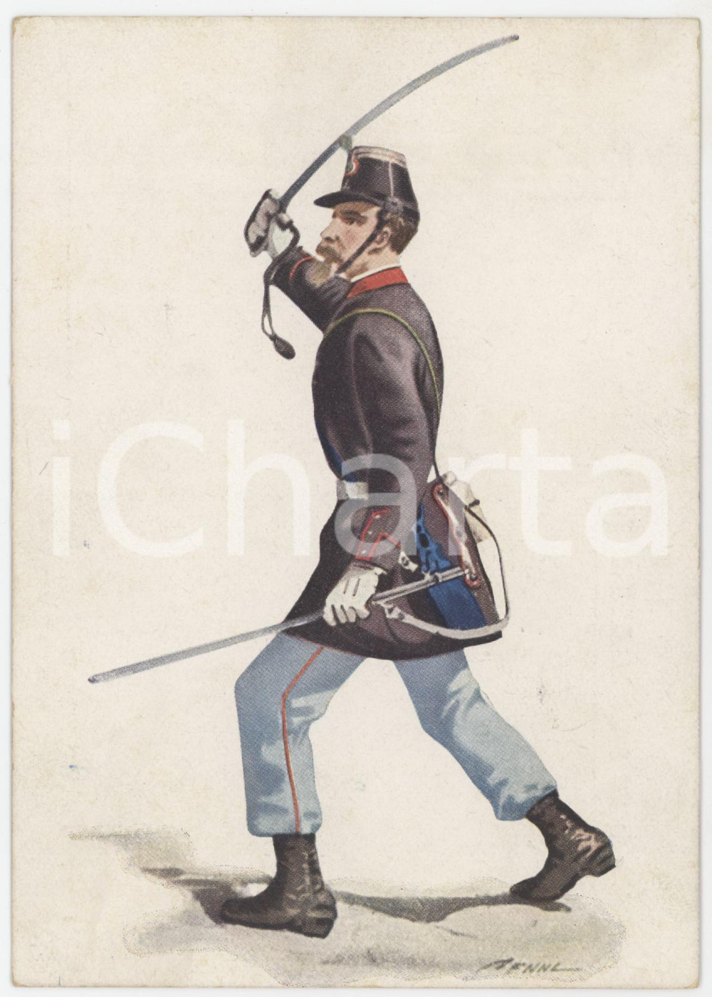 Cartolina originale da collezione 1950 ca Artista Quinto CENNI  BRIGATA PIEMONTE Fanteria  Cartolina ILLUSTRATA 1