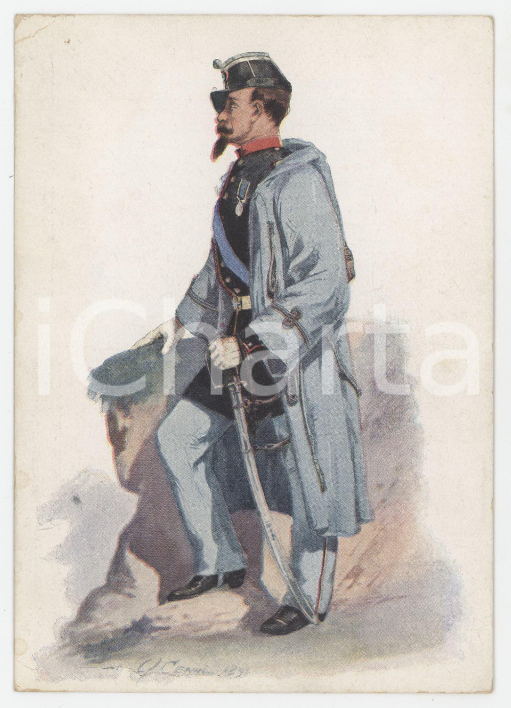 Cartolina originale da collezione 1950 ca Artista Quinto CENNI Fanteria BRIGATA PIEMONTE Tenente  Cartolina FG NV 1