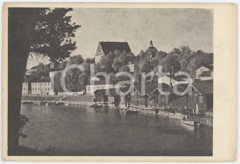 Cartolina originale da collezione 1957 PORVOO  FINLAND Magazzini di legno sul lungofiume Porvoonjoki  Cartolina 1