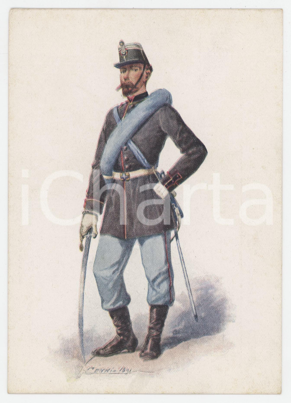 Cartolina originale da collezione 1950 ca Artista Quinto CENNI Brigata Savoia  Capitano I° Reggimento  Cartolina 1