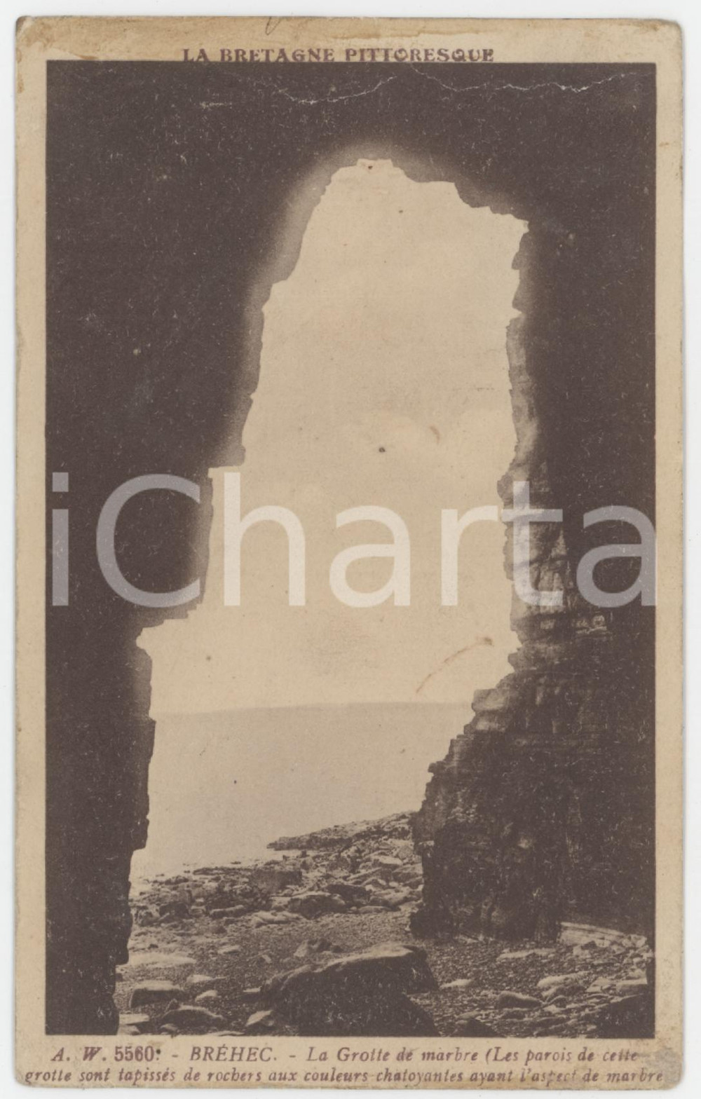 Cartolina originale da collezione 1930 ca PLOUHA FRANCE La Grotte de Marbre Ã  Brehec  Cartolina FP VG 1