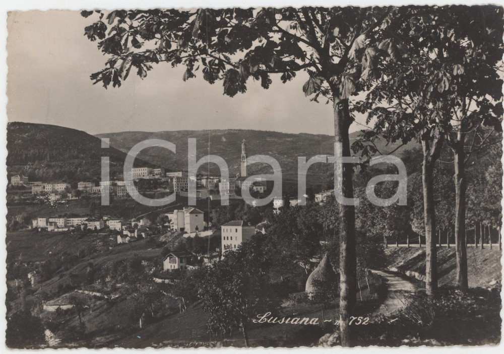 Cartolina originale da collezione 1950 ca LUSIANA VI Panorama del paese  Cartolina FG VG 1