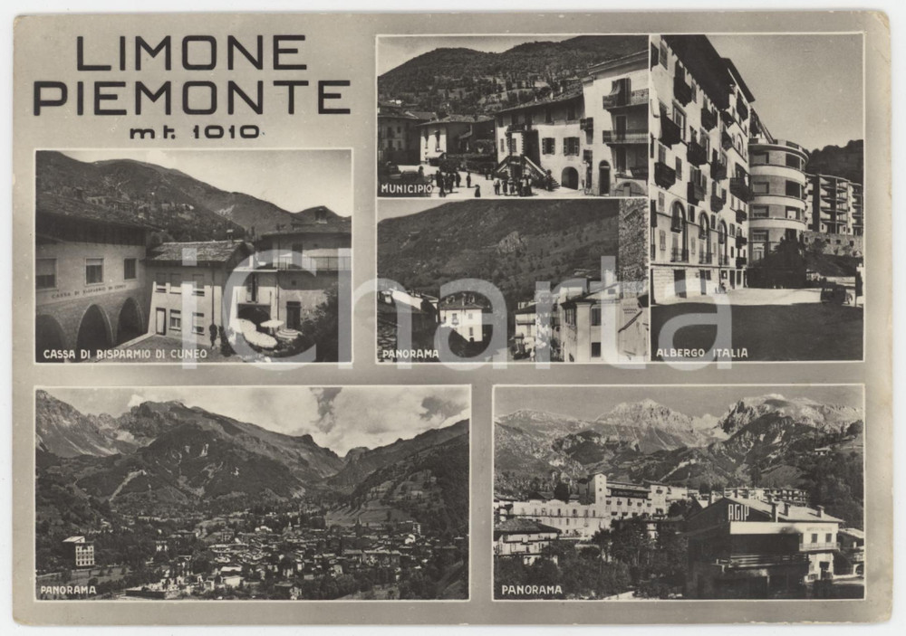 Cartolina originale da collezione 1950 ca LIMONE PIEMONTE Vedutine con Albergo Italia  Cartolina FG NV 1