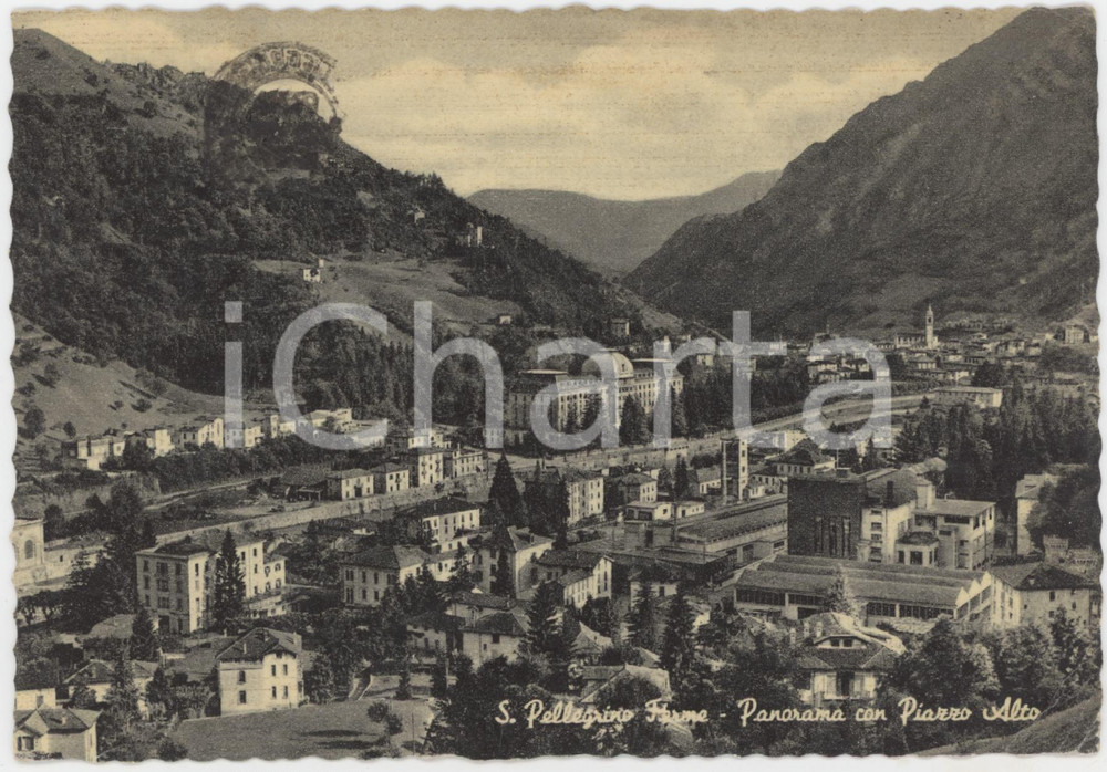 Cartolina originale da collezione 1957 SAN PELLEGRINO TERME Panorama con Piazzo Alto  Cartolina FG VG 1