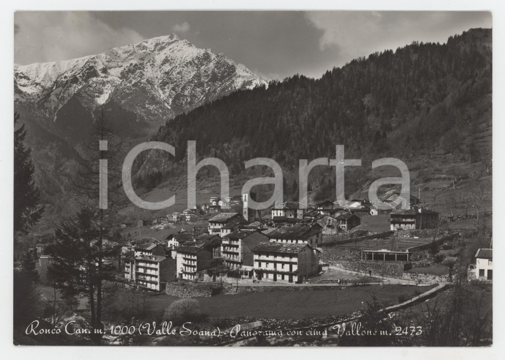 1950 ca RONCO CANAVESE Panorama con Cima del Vallone - Cartolina FG VG