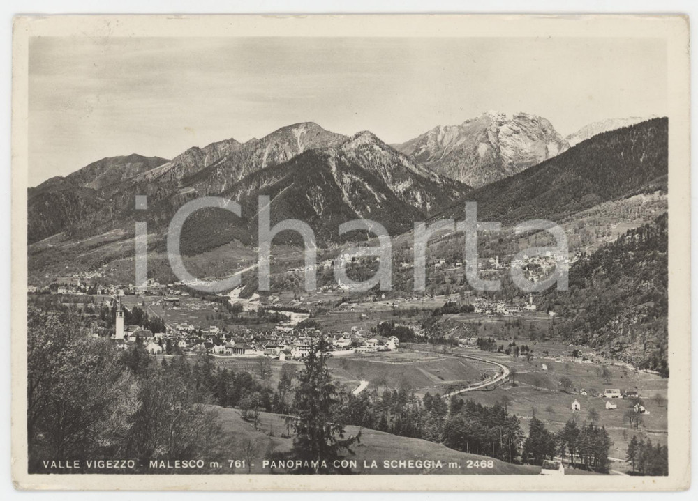 Cartolina originale da collezione 1958 MALESCO Panorama con Val Vigezzo e Pizzo La Scheggia  Cartolina 1