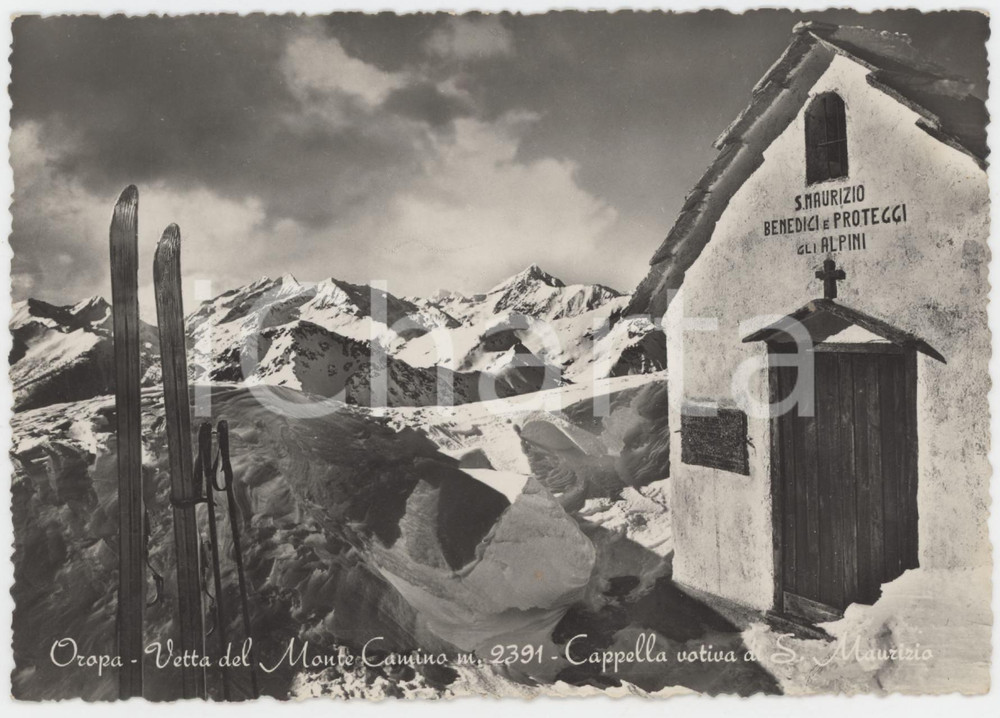 Cartolina originale da collezione 1950 ca OROPA Vetta del Monte Camino e Cappella votiva di San Maurizio Cartolina 1
