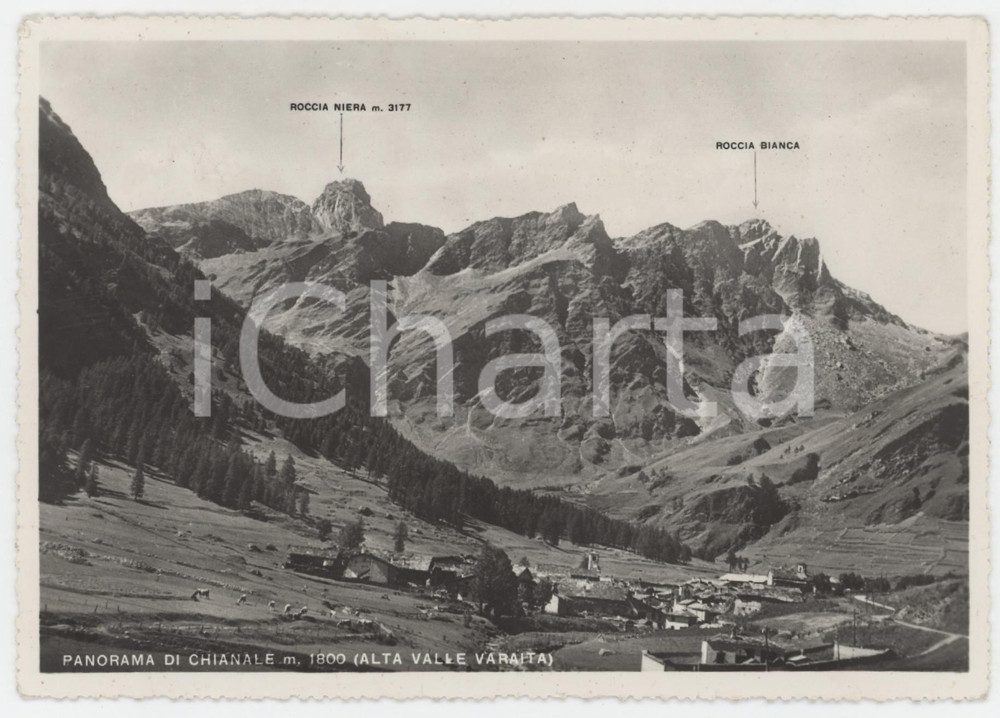 Cartolina originale da collezione 1953 CHIANALE  ALTA VALLE VARAITA Roccia Niera e Roccia Bianca  Cartolina 1
