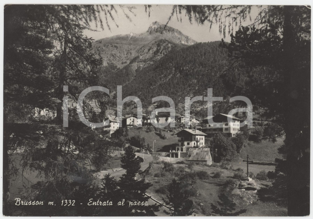 Cartolina originale da collezione 1950 ca BRUSSON AO Entrata al paese  Cartolina FG VG 1