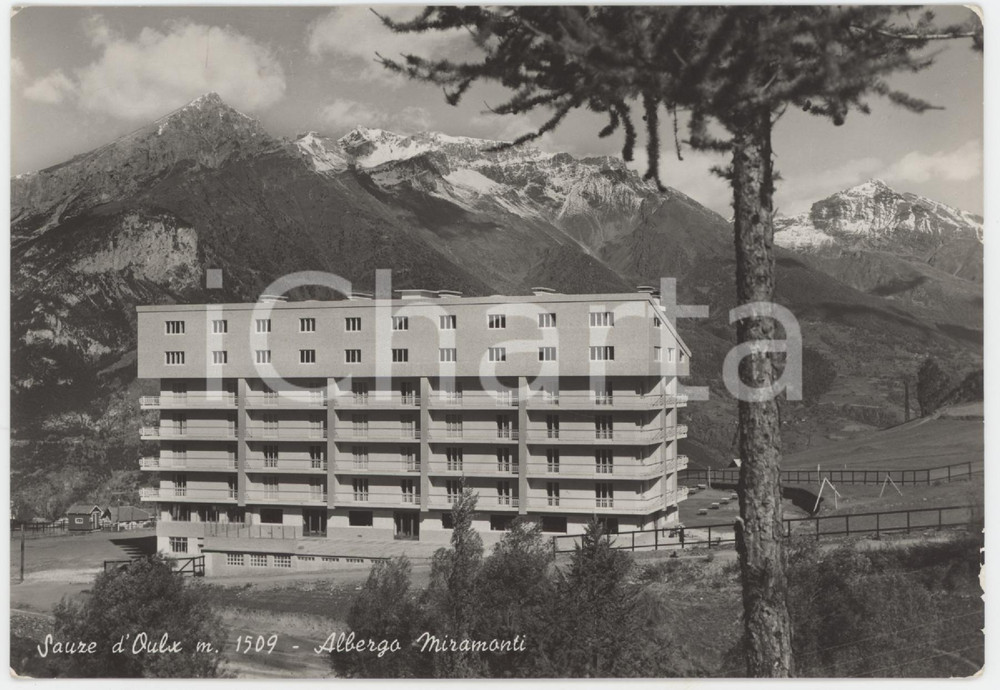 Cartolina originale da collezione 1953 SAUZE D OULX TO Panorama e Albergo Miramonti  Cartolina FG VG 1