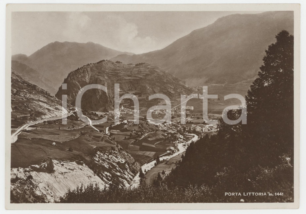 Cartolina originale da collezione 1940 ca PORTA LITTORIA  LA THUILE Panorama del paese  Cartolina FG NV 1