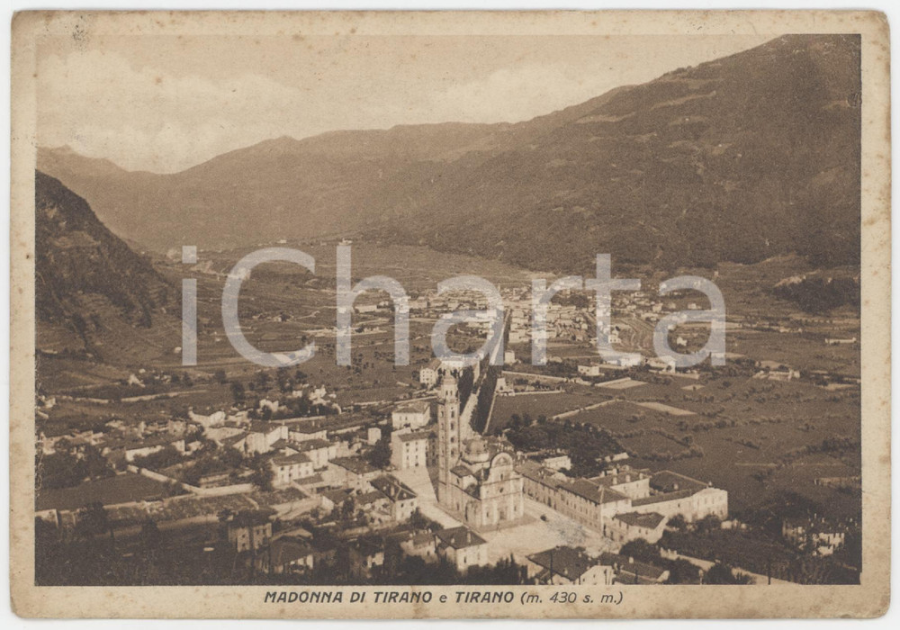 1939 TIRANO Panorama del paese con il Santuario - Cartolina FG VG