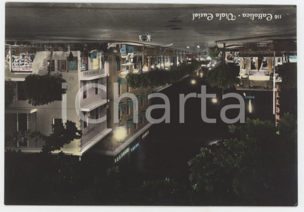 Cartolina originale da collezione 1959 CATTOLICA Panorama notturno di Viale Curiel  Cartolina FG VG 1
