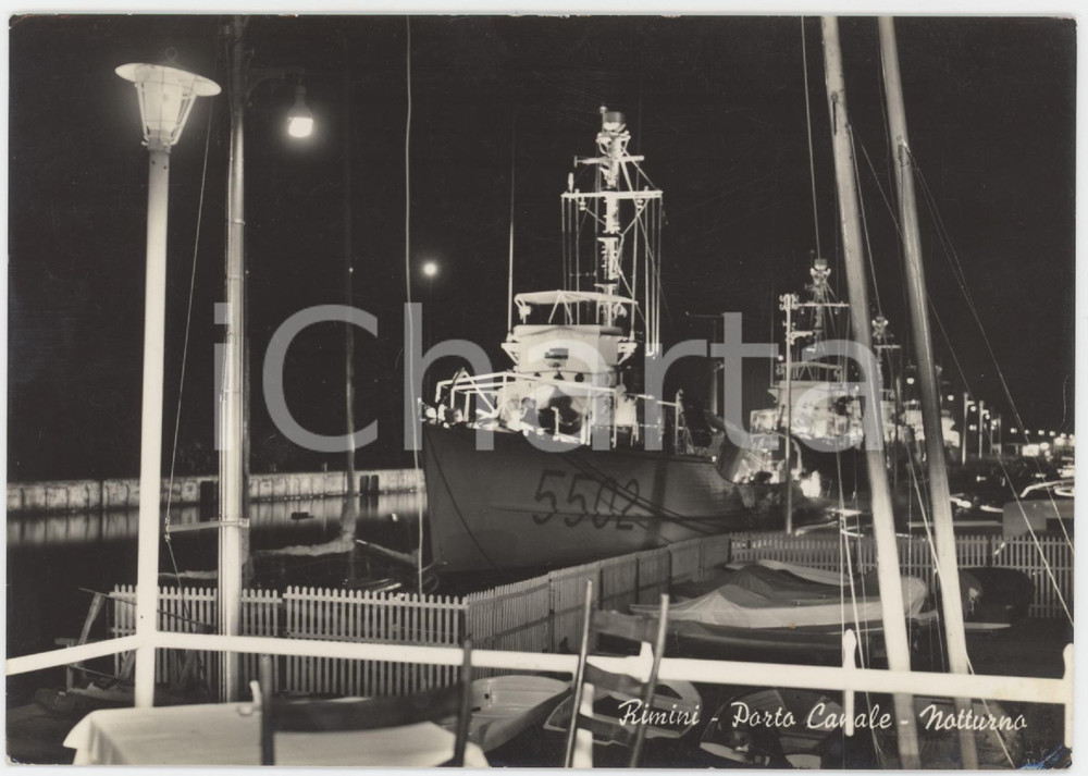 Cartolina originale da collezione 1954 RIMINI Dragamine ACACIA 5502 ormeggiato nel Porto Canale  Cartolina FG 1