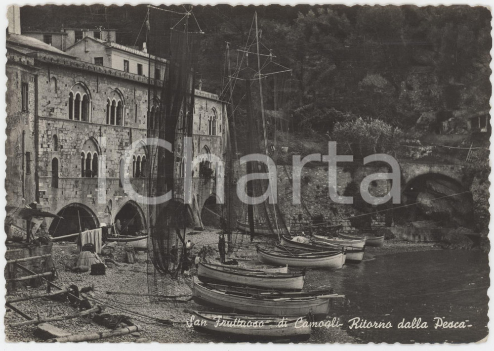 Cartolina originale da collezione 1950 ca SAN FRUTTUOSO DI CAMOGLI Imbarcazioni al ritorno dalla pesca  Cartolina 1