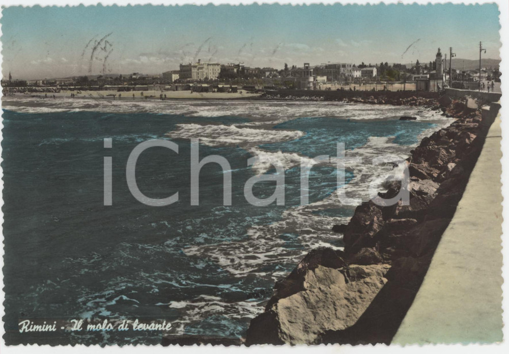 Cartolina originale da collezione 1957 RIMINI Il Molo di Levante  Cartolina FG VG 1