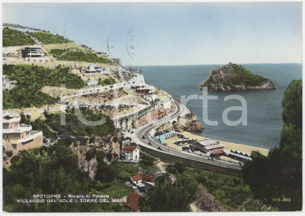 Cartolina originale da collezione 1959 SPOTORNO Villaggio del Sole  Torre del Mare  Cartolina FG VG 1