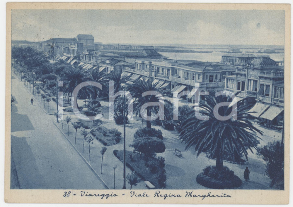 Cartolina originale da collezione 1938 VIAREGGIO Viale Regina Margherita  Cartolina ANIMATA FG VG 1