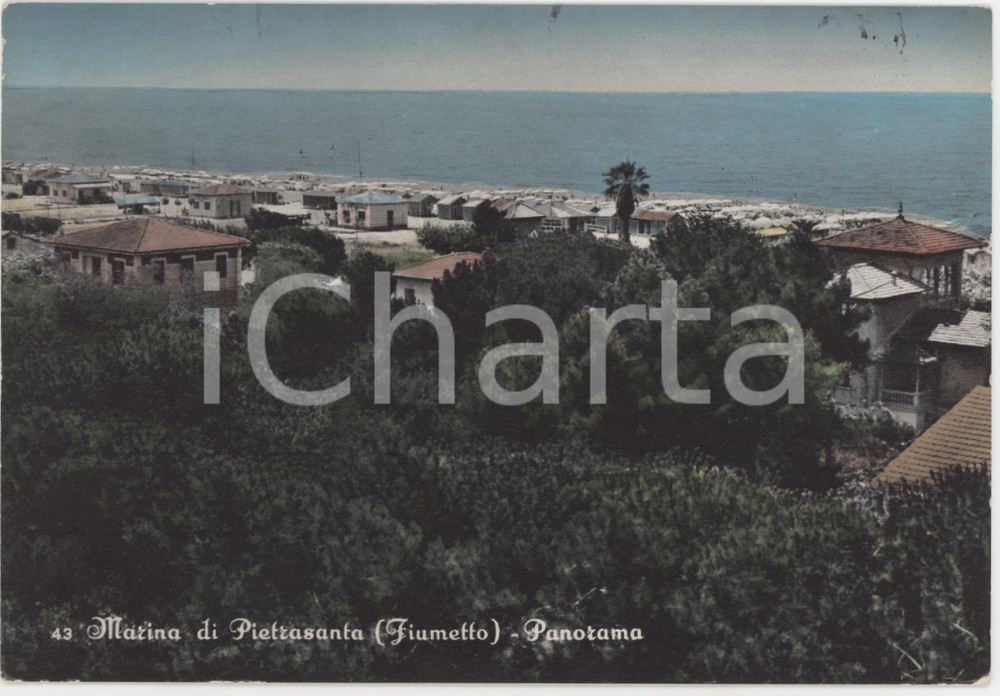 Cartolina originale da collezione 1957 MARINA DI PIETRASANTA Panorama del Fiumetto  Cartolina FG VG 1