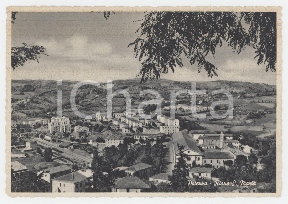 1953 POTENZA - Panorama sul Rione Santa Maria - Cartolina FG VG