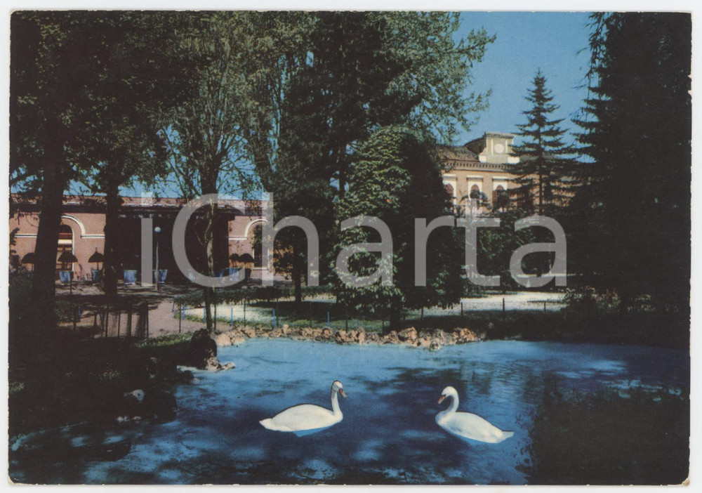 Cartolina originale da collezione 1965 ca VOGHERA Stazione Ferroviaria e Giardini Pubblici con cigni  Cartolina 1