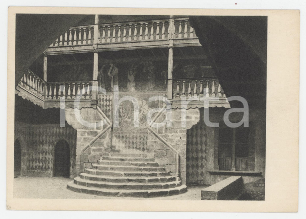 Cartolina originale da collezione 1950 ca FÃˆNIS AO Interno del Castello  Cortile d onore Cartolina FG NV 1