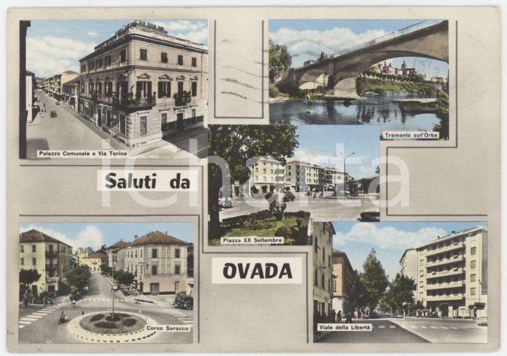 Cartolina originale da collezione 1962 OVADA Palazzo Comunale TORRENTE ORBA Corso Saracco  Cartolina FG VG 1