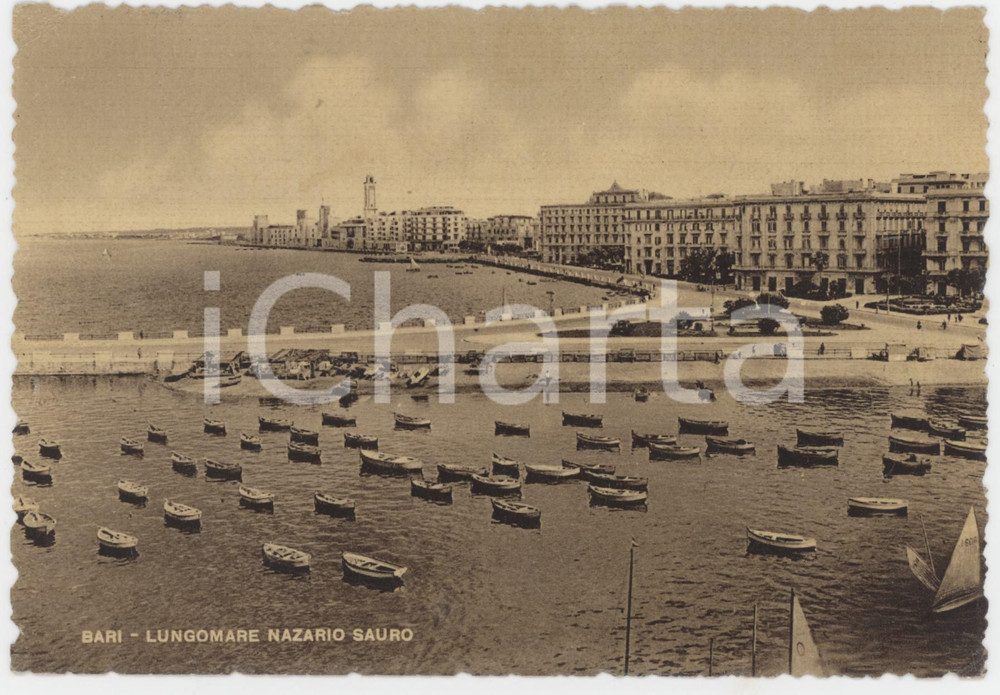 Cartolina originale da collezione 1952 BARI Lungomare Nazario Sauro  Cartolina FG VG 1