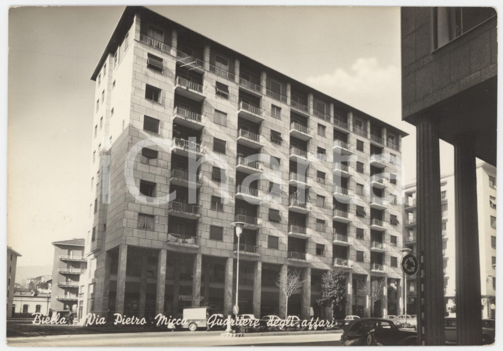 Cartolina originale da collezione 1950 ca BIELLA Via Pietro Micca  Quartiere degli affari  Cartolina FG NV 1