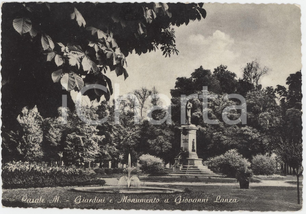 Cartolina originale da collezione 1954 CASALE MONFERRATO Giardini e Monumento a Giovanni Lanza  Cartolina 1