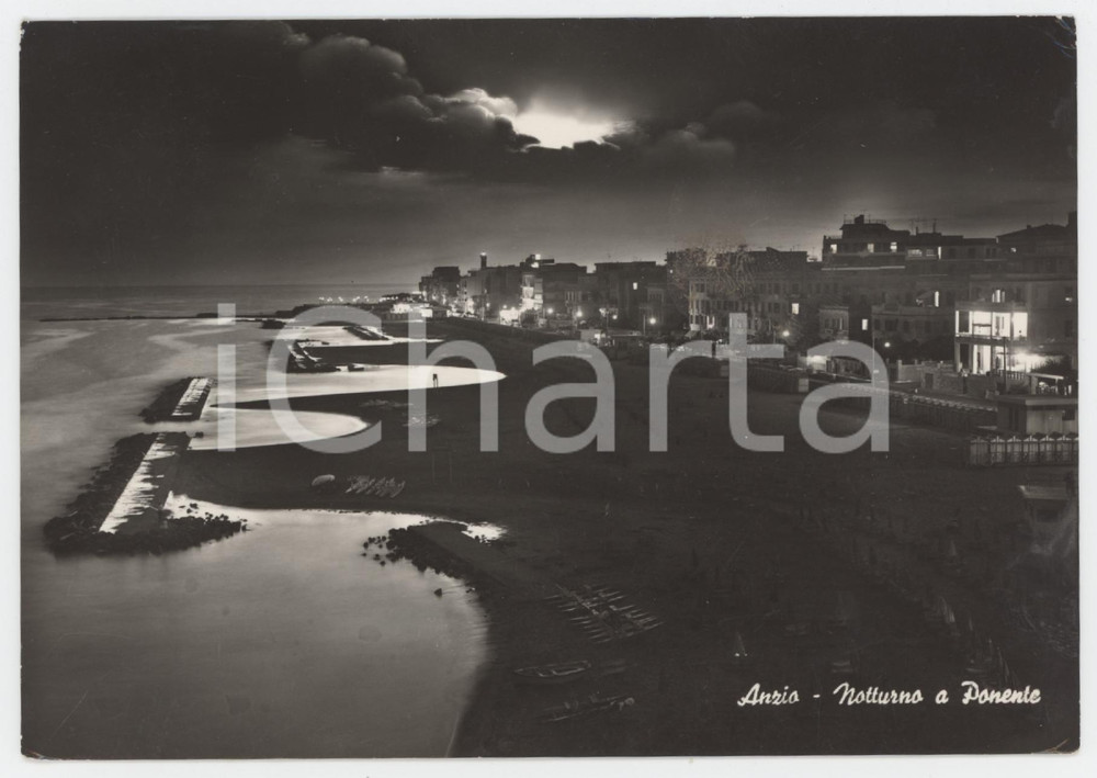 Cartolina originale da collezione 1963 ANZIO Panorama notturno del Litorale verso Ponente  Cartolina 1