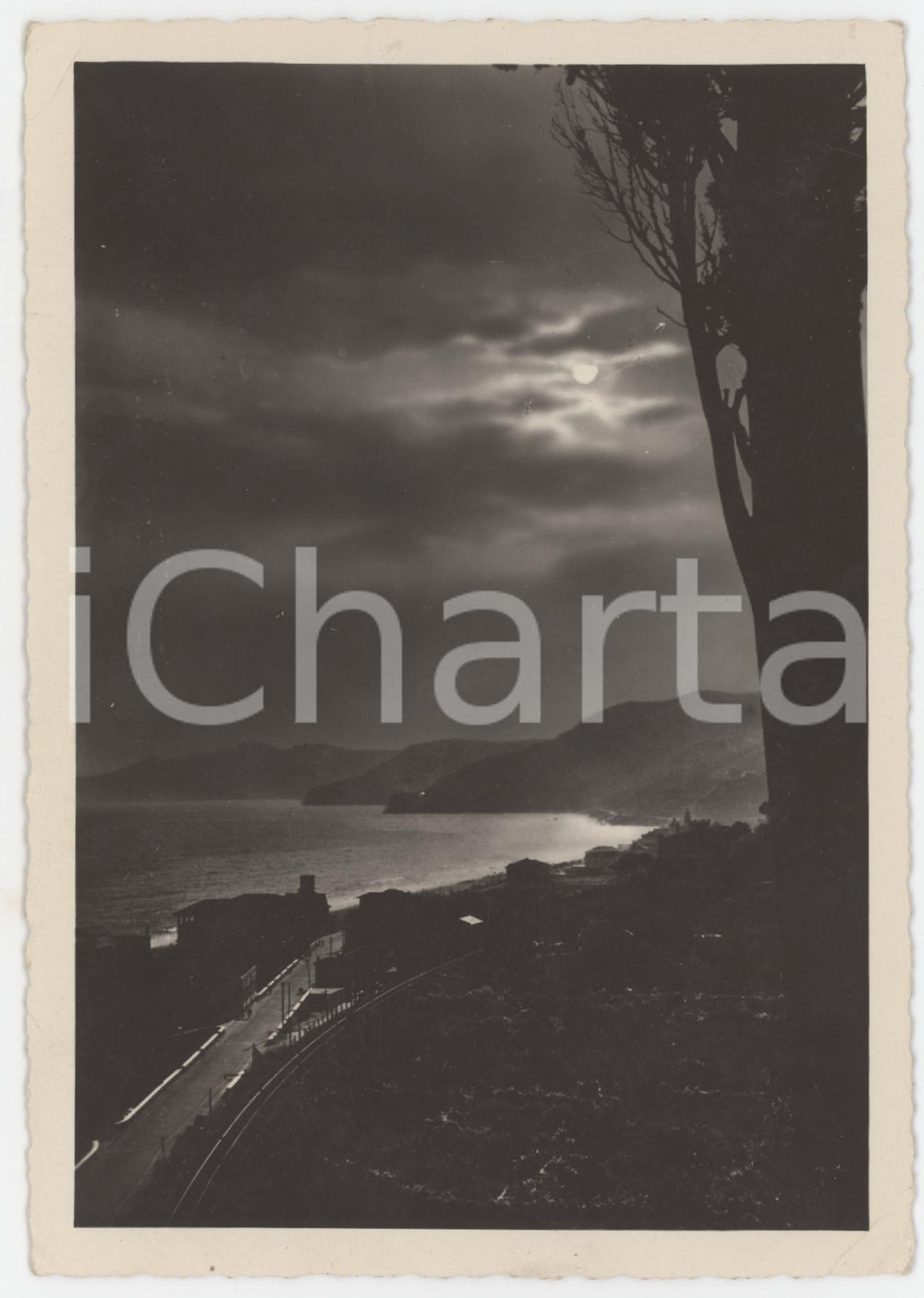 Cartolina originale da collezione 1950 ca VARIGOTTI Panorama al tramonto  Cartolina FG VG 1