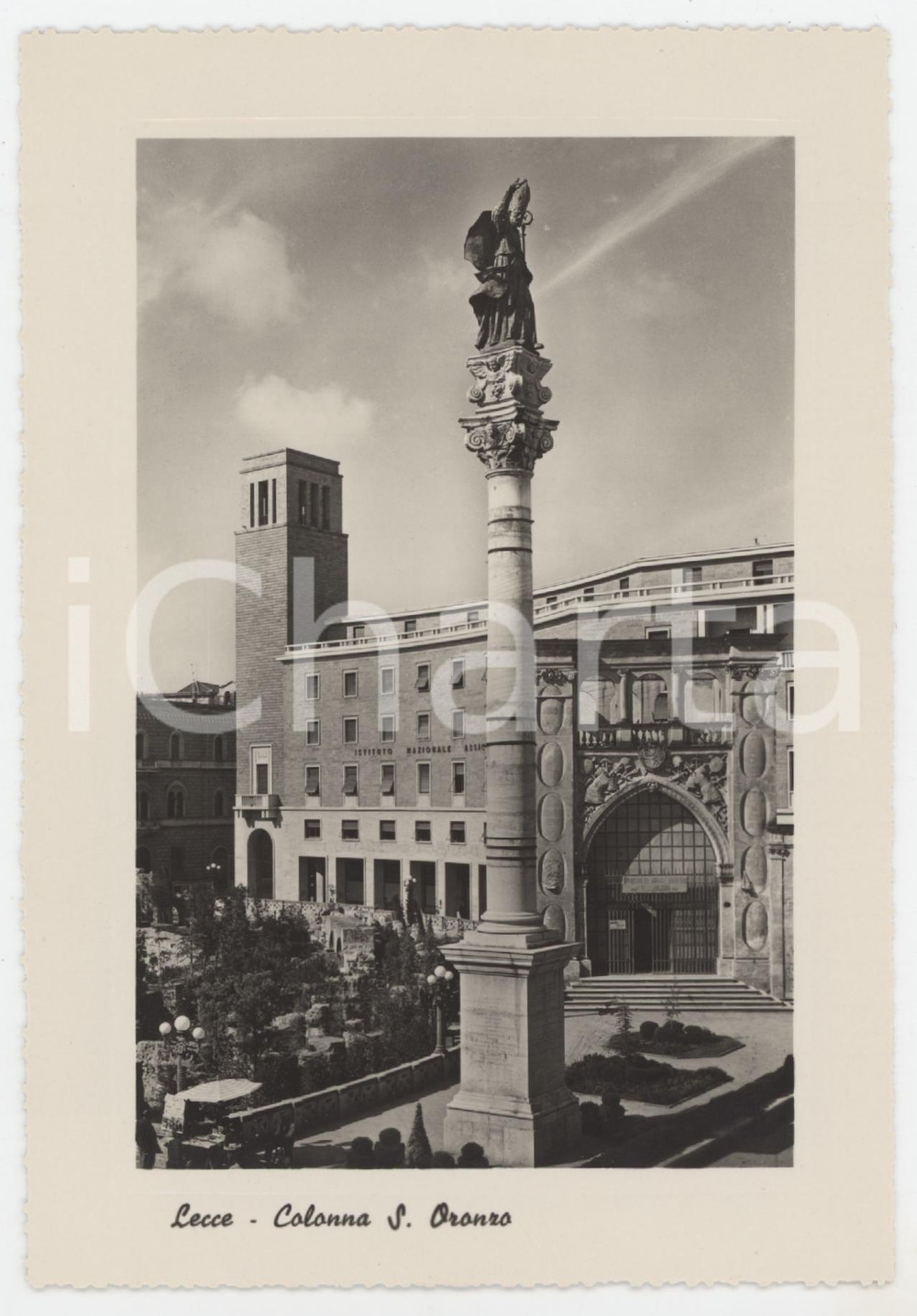 Cartolina originale da collezione 1950 ca LECCE Colonna di Sant Oronzo e Chiesetta di San Marco  Cartolina FG NV 1