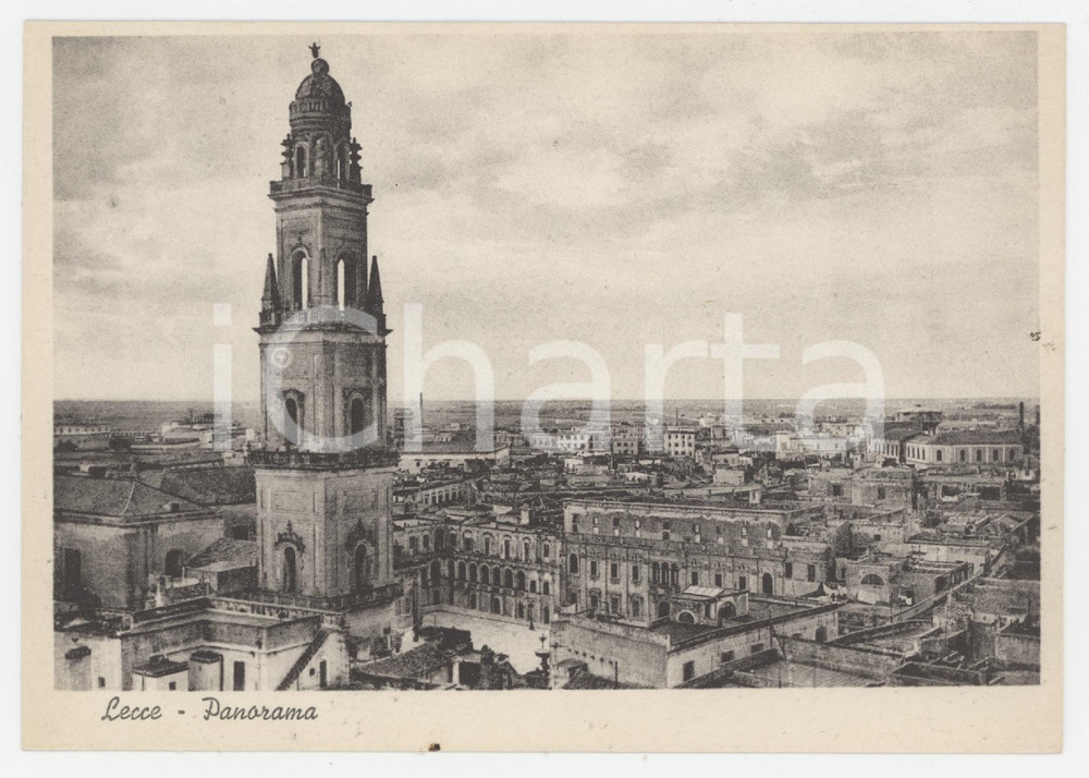 Cartolina originale da collezione 1940 ca LECCE Panorama con il campanile del Duomo  Cartolina FG NV 1