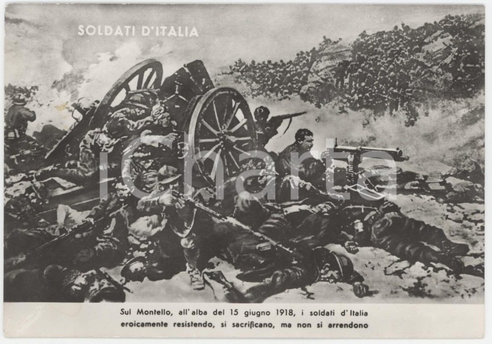 Cartolina originale da collezione 1960 ca MONTELLO  WW1 Soldati durante La Battaglia del Solstizio  Cartolina 1