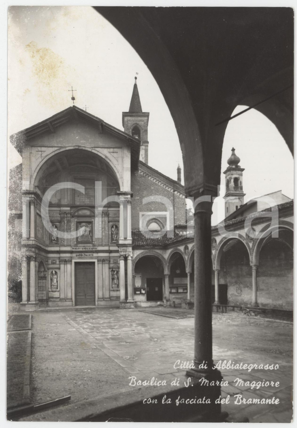 Cartolina originale da collezione 1950 ca ABBIATEGRASSO Basilica Santa Maria Maggiore  Cartolina FG NV 1