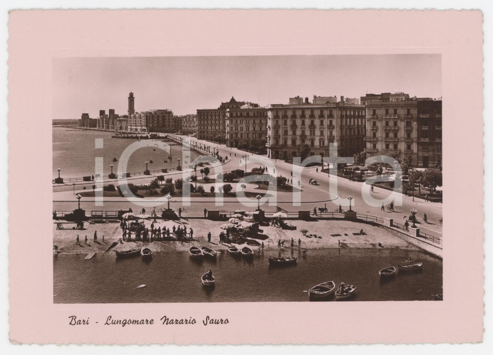 Cartolina originale da collezione 1949 BARI Barche sul Lungomare Nazario Sauro  Cartolina ANIMATA FG VG 1