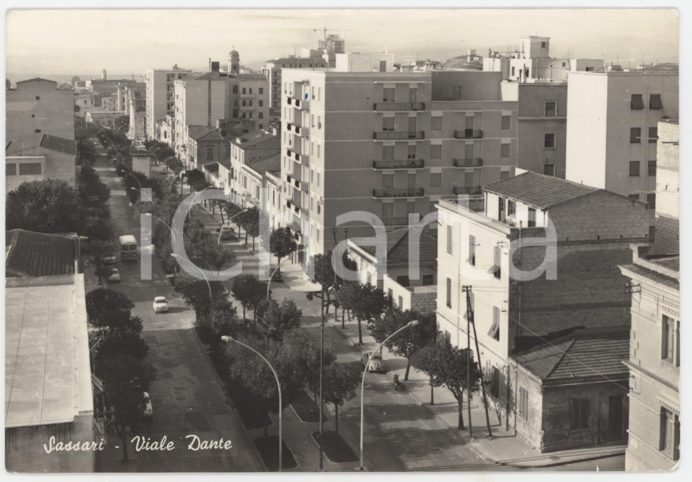 Cartolina originale da collezione 1960 ca SASSARI Panorama di Viale Dante  Cartolina ANIMATA FG VG 1