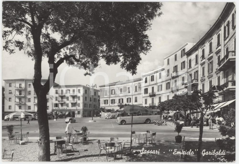 Cartolina originale da collezione 1962 SASSARI Cameriere sull Emiciclo Giuseppe Garibaldi  Cartolina ANIMATA FG 1